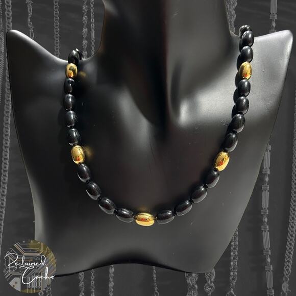 Napier Black and Gold Beaded Necklace - Picture 1 of 4